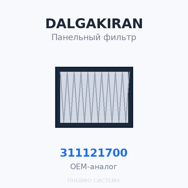 Панельный фильтр DALGAKIRAN для серии DVK 20-30, INVERSYS 18-25, Tidy 20B-30 0311121700 (11008399) OEM